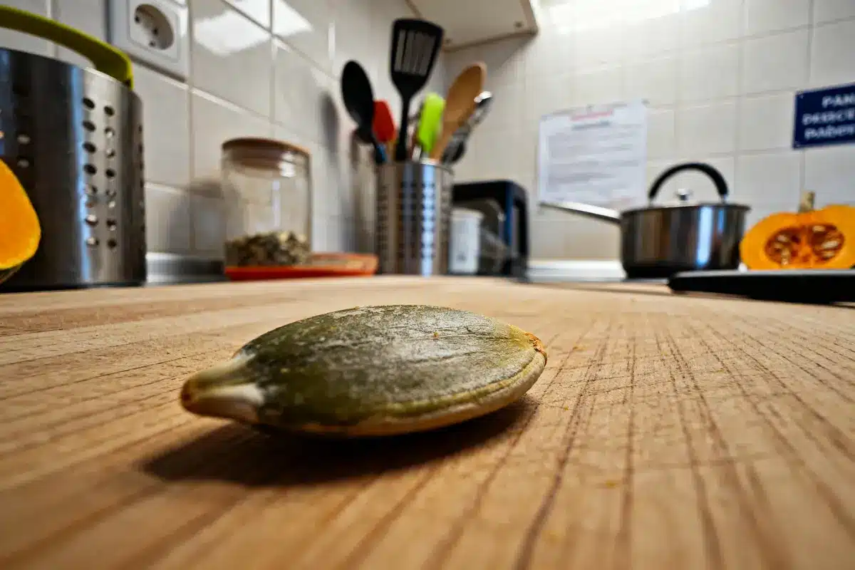 Gros plan de graine de courge en cuisine illustrant les dangers de la graine de courge