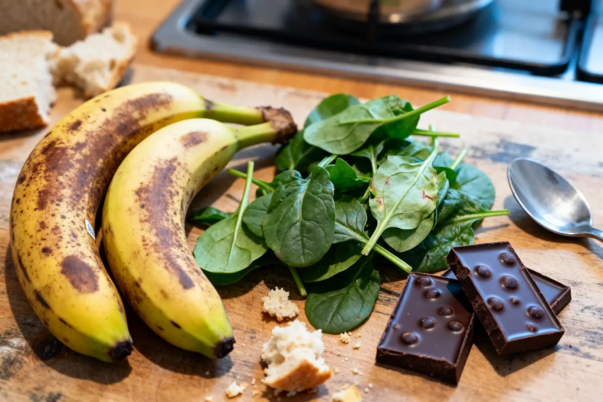 Bananes épinards et chocolat noir aliments à éviter pour le potassium en excès.