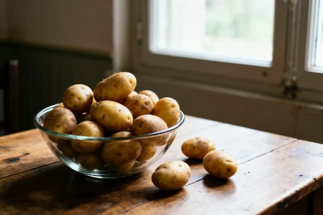 Bol de pommes de terre à évaluer pour savoir combien de pommes de terre par personne préparer