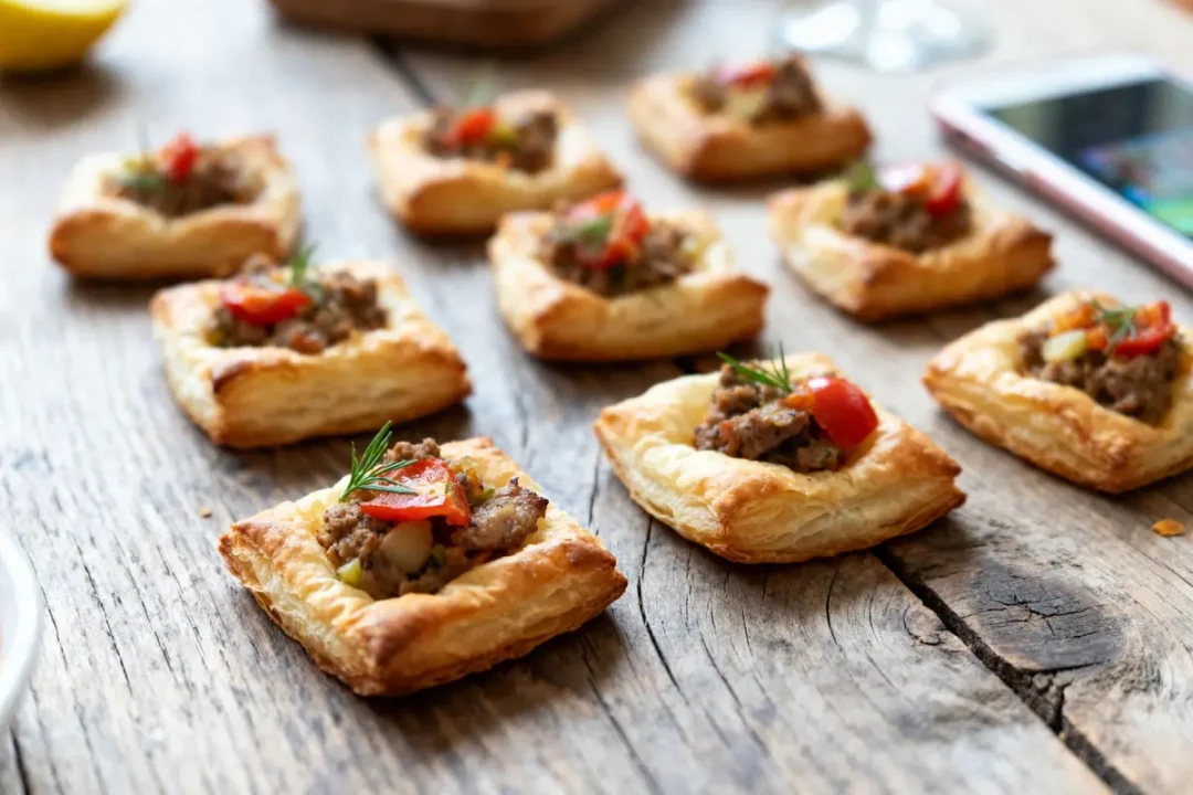 Petits feuilletés apéro avec garniture savoureuse, parfaits à préparer à l’avance pour les invités