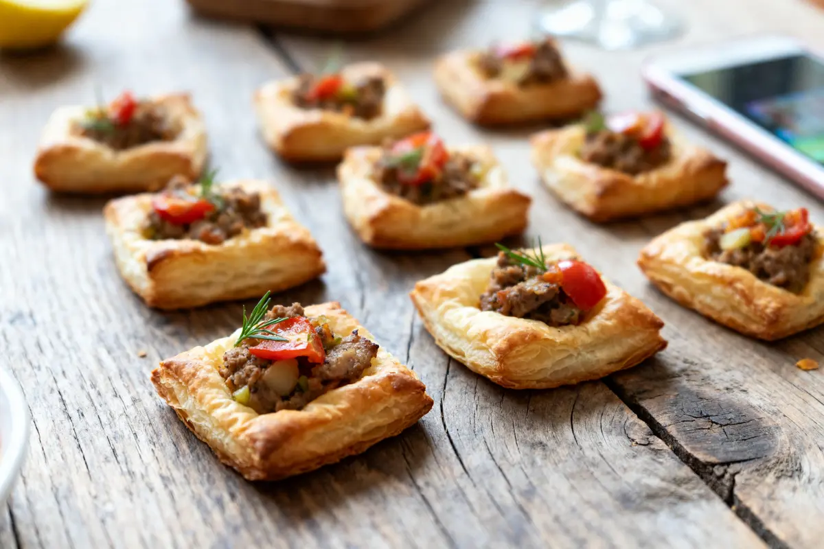 Petits feuilletés apéro avec garniture savoureuse, parfaits à préparer à l’avance pour les invités