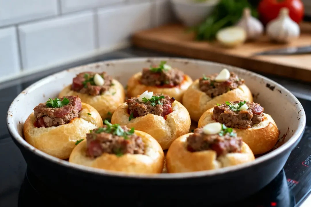 Petits pains farcis de viande selon une recette de grand-mère de choux farci traditionnelle